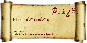 Piri Árpád névjegykártya