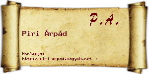 Piri Árpád névjegykártya