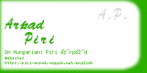 arpad piri business card